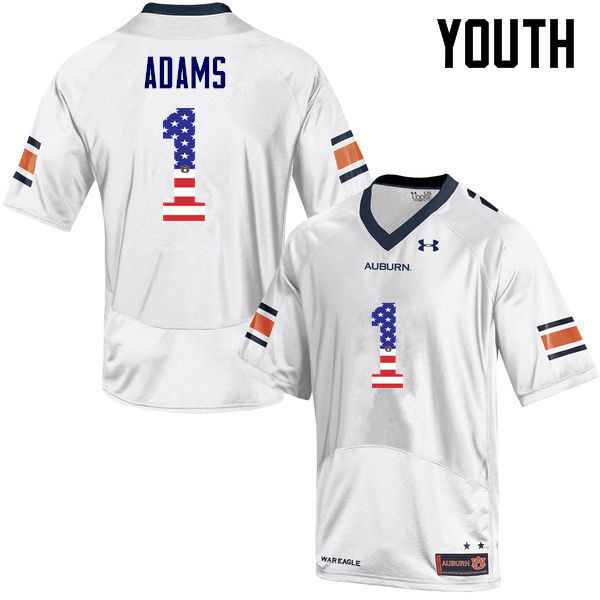 Youth #1 Montravius Adams Auburn Tigers USA Flag Fashion College Football Jerseys-White